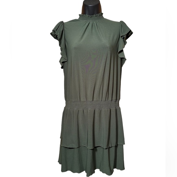 1. State Dresses & Skirts - 1. State olive green flutter sleeve dress size medium
